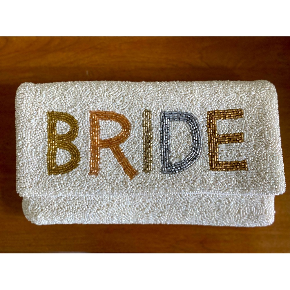 Bride White Beaded Purse